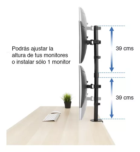 Soporte Doble 2 Monitor Vertical De Escritorio Con Prensa