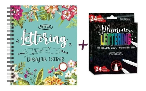 Pack Libro Lettering Aprende A Dibujar Letras + 24 Plumones