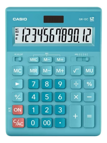 Calculadora Escritorio Mini Casio Gr-12c Color Agua