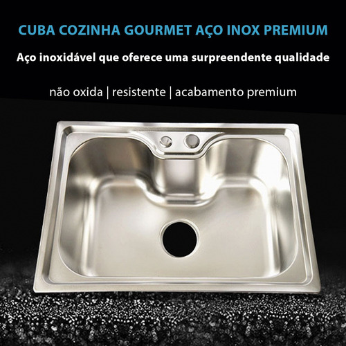 Cuba Inox Escovado Quadrada 42x60 Prime Cb002 Aço 304 4mm.