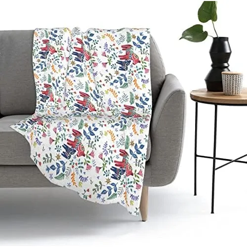 Frazada Con Diseño De Caballos Y Flores