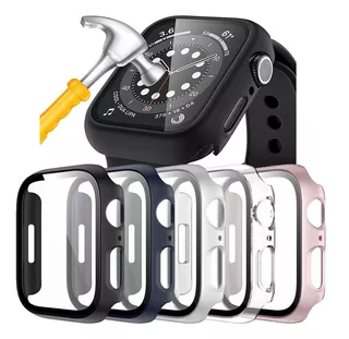 Case Cristal Templado Para Apple Watch Serie 9 8 7 6 Se 5pc