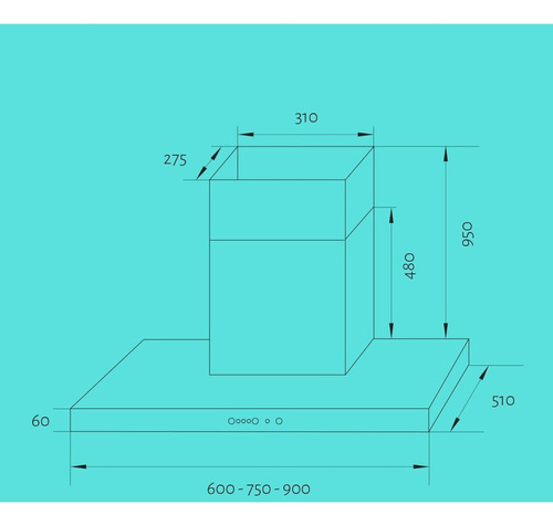 Extractor purificador de cocina TST Puelo ac. inox. de pared 600mm x 60mm x 510mm plateado 220V