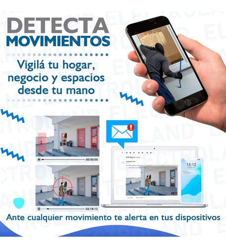 Imagen 2 de 10 de Kit Sistema Seguridad Hd 4 Cámaras Wifi Sensor Movimiento