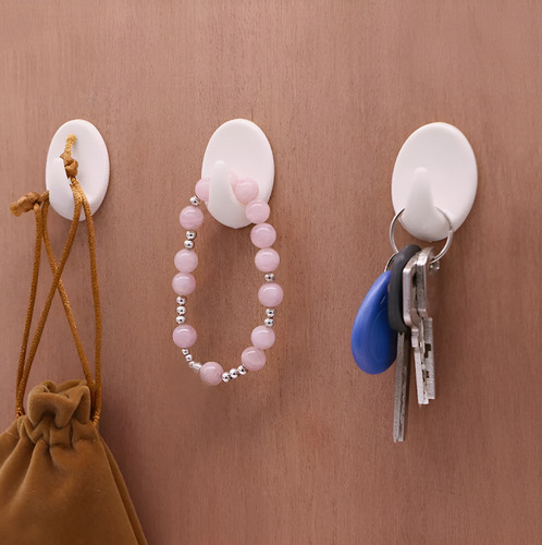 Ganchitos De Pared Autoadhesivos Blancos Packx3 Cocina Baño Blanco