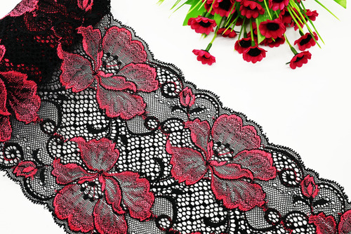 10 Metros De Encaje Bicolor Floral De Alta Calidad 7010 Coral