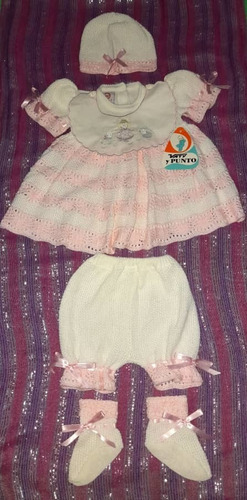 Imagen 6 de 10 de Vestido Tejido Ajuar Niña Bebe