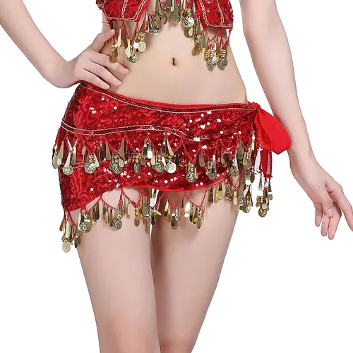 Bufanda A La Cadera Para Danza Del Vientre, Bufanda A Rojo