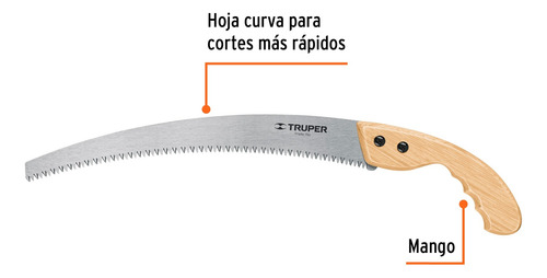 Serrucho De Poda 14 Hoja Curva 6 Dpp, Mango Madera, Truper