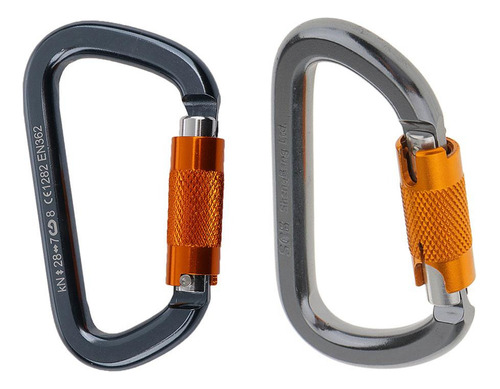 2pcs 28kn Aluminum D Self Locking Carabiner