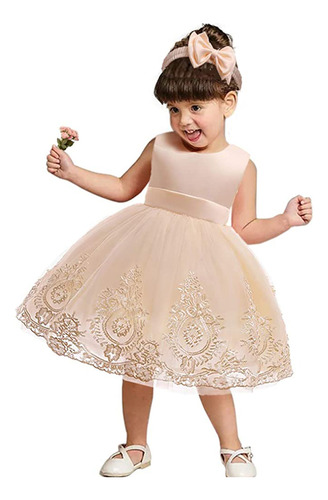 Vestido De Gala Con Lazo De Fiesta Para Bebé Niña