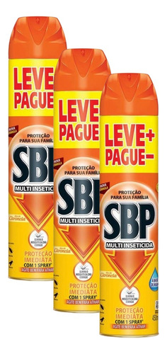 Kit 3 Multi Inseticida Aerossol Óleo De Citronela Sbp 450ml