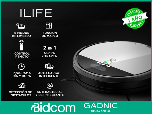 Aspiradora Trapeadora Robot Ilife Con Base De Carga 6 Modos