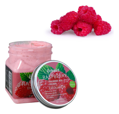 Exfoliante Corporal Diler De 350ml Fórmula Con Colágeno Y Ácido Hialurónico Para Piel Suave Limpia Y Revitalizada De Uso Diario O Semanal Aroma Frambuesa