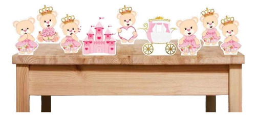 Kit Displays Totens De Mesa Decoração Festas Ursa Princesa