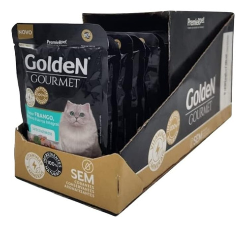 Sachê Golden Gourmet Gato Castrado Frango 15 Unidades 70g