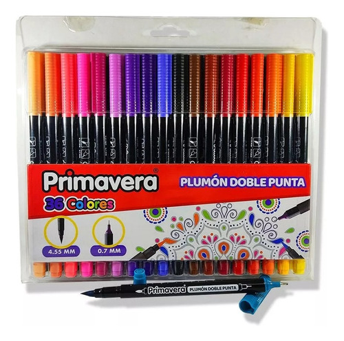 Marcadores Punta Pincel Doble Punta Primavera X 36 Colores