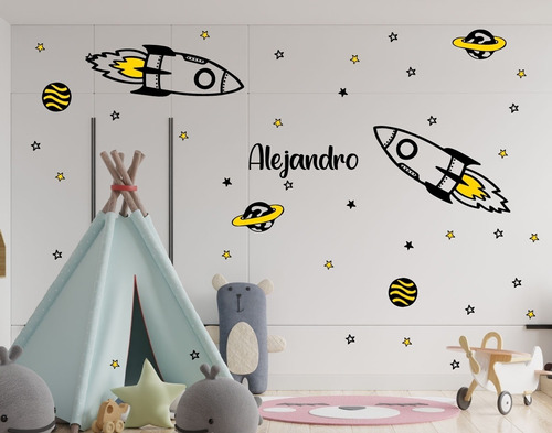 Cohete Decoración Infantil Para Dormitorio Personalizado 