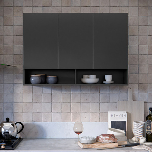 Armário Multiuso Orgnizador Balcão Suspenso Para Cozinha Quarto Lavanderia Napoli - Preto
