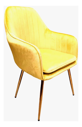 Sillon Silla Eames X 2 Vintage Colores Unicos Estructura De La Silla Dorado Asiento Amarillo Diseño De La Tela Terciopelo