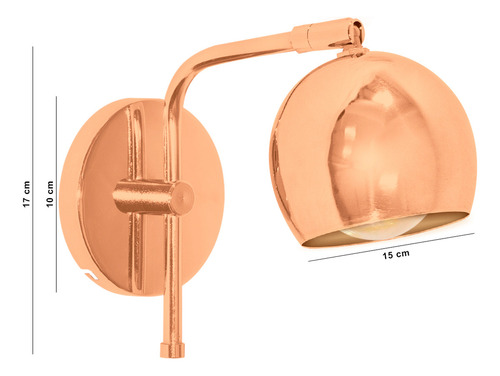 Aplique Pared Spot Movil E27 Lampara Moderna Bocha Apto Led Estructura Cobre