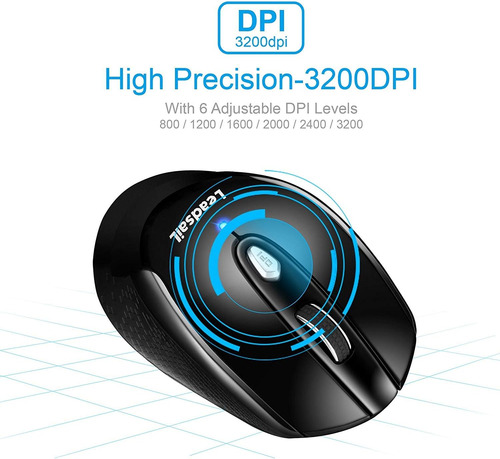 Mouse Inalambrico Para Pc Con 6 Botones | Leadsail / Negro