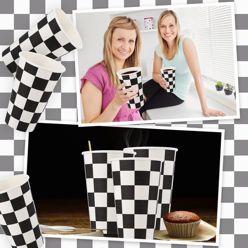 Layhit 100 Piezas Vasos Desechables A Cuadros De 16 Oz Tazas