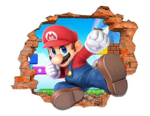 Vinilo Pared Rota Infantiles Mario Bros Wall Sticker