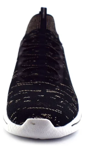 Tenis Skechers Burst 2.0 Negro Oro Mujer 12662 bkgd