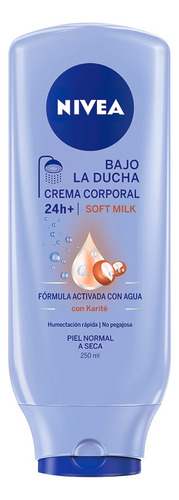  Crema hidratante para cuerpo Nivea Bajo la Ducha Soft Milk en botella 250mL vainilla