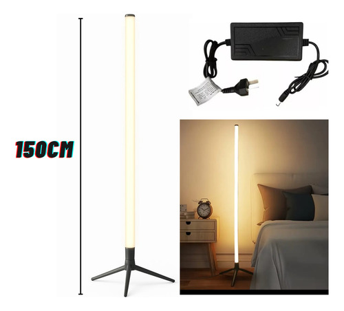 Luz Lampara Pie Led Calido Esquinero Minimalista 1,5 M Deco Amarillo
