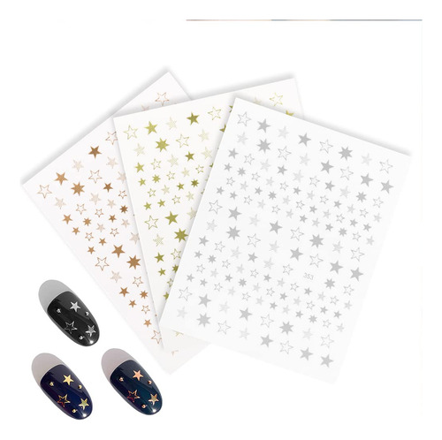 7 Colores Estrella Uñas Arte Pegatinas Lujo 3d Autoadhesivo