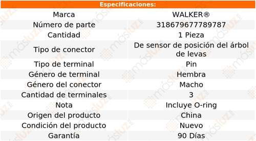 1- Conector Sensor Cmp Colorado 8 Cil 5.3l 2009/2012 Walker