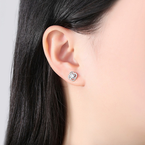 Aretes Mujer De Plata 925 Flor Zirconia Pendientes Regalo