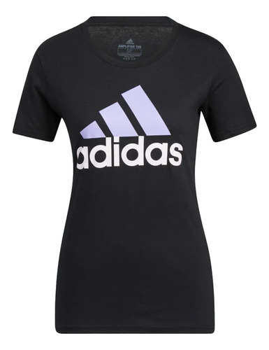 Remera adidas Basic Bos Negro/violeta De Dama