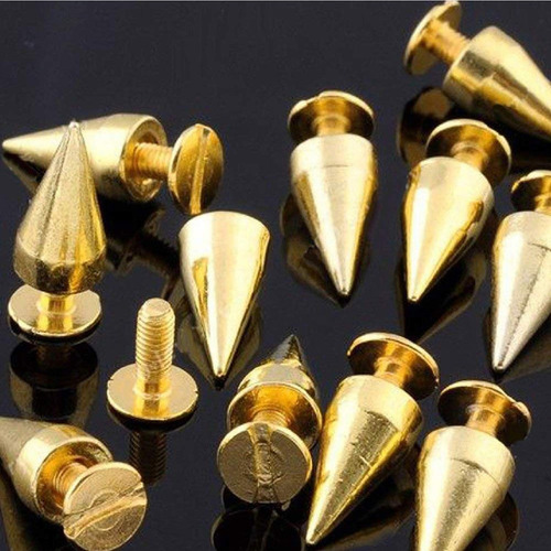 Rubyca 100 Conjuntos 13mm Color Oro Bala Cono De Spike Y Met