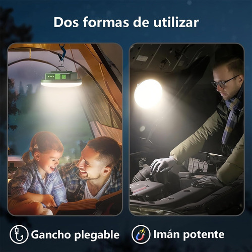 Luz Led Portátil Para Tienda De Campaña, 4 Modos, 7200 Mah