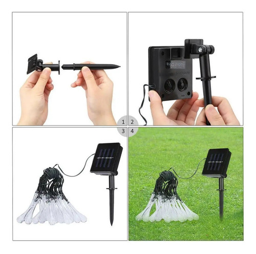 Guirnalda Luces Led Navidad En Forma De Gota De Agua Solar