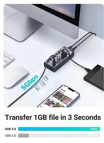 Hub Usb 3.0 De 7 Puertos Us