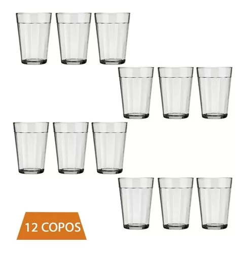 Conjunto 12 Copo Americano Vidro Transparente 190ml Nadir