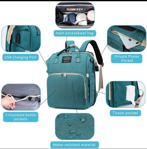 Imagen 4 de 7 de Mochila Maternal Multifunción Con Cuna Y Cambiador- Moc2757
