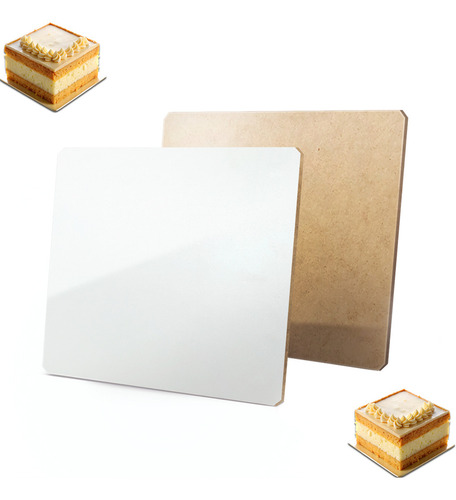 Cake Board 40x40cm Quadrado Bolo Confeitaria Mdf 3mm Com 10 Cor Branco