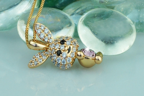 Imagen 2 de 9 de Collar Dije Cadena Oro 18k Conejo Moderno Regalo Mama Estilo
