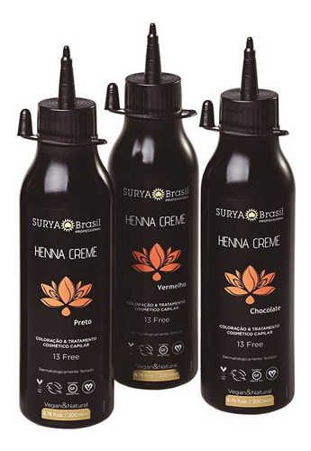 Tinta Henna Crema Profesional Surya 200 Ml Negro Profesional