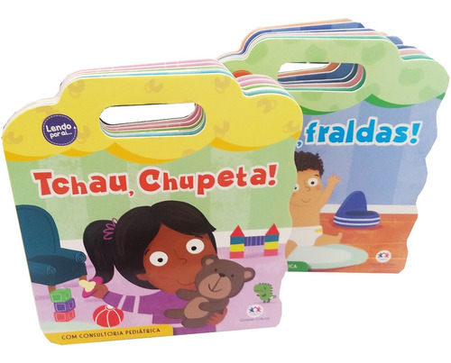Lendo Por Aí ... Tchau, Chupeta! | Tchau, Fraldas!, De Susie Brooks., Acompanha 2 Volumes Cartonados Com Alça. Editorial Ciranda Cultural, Capa Dura Em Português, 2021