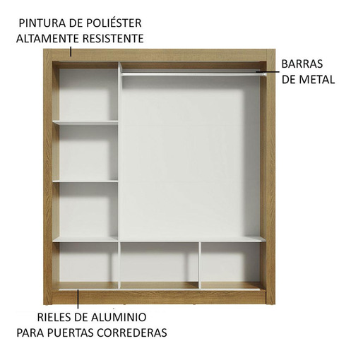 Ropero Closet Madesa Mônaco 3 Puertas 1 Espejo Mm Color Marrón