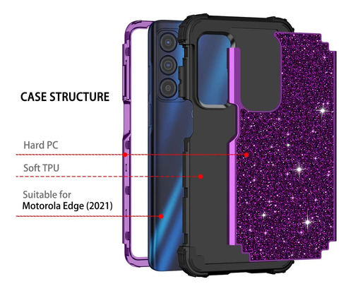 Lontect Moto Edge Uw Glitter Case - Hybrid De Servicio Pesad