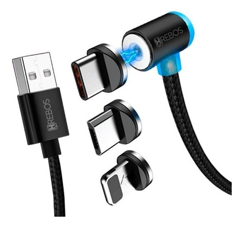 Cabo Carregador Magnético Usb Para Tipo C - V8 - Lightning