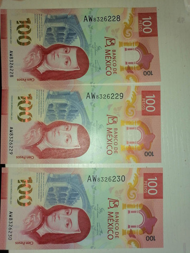 Billetes De 100 Pesos Con La Series Continuas. 