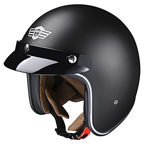 Ahr Run-o Casco De Motocicleta De Cara Abierta Retro 3-4 Con